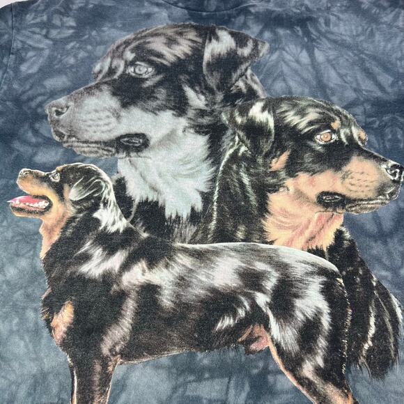 VTG The Mountain Large Tie Dye Rottweiler Graphic Cotton T Shirt Leather Tag - Picture 3 of 9
